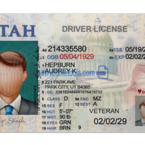 Utah Driver license PSD template Editable