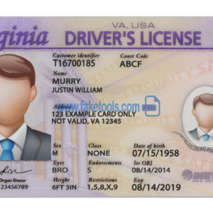 Virginia Driver license PSD template Editable